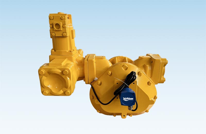 Positive displacement flow meter with pulser